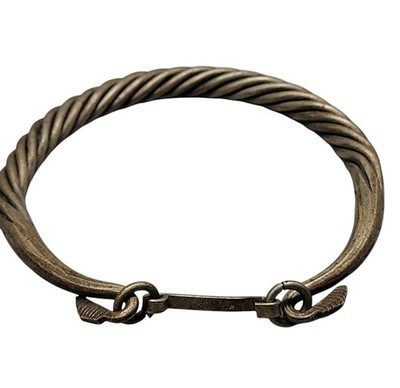 Antique Celtic Style Viking Cuff Bracelet Forged Twisted Design Hook Ends 6.75''