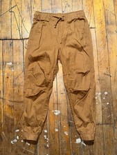 H M Boys Sz 6 Jogger Pants Brown Tapered Leg Slash Pocket Elastic Waist