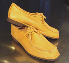 VTG 70's Deerskin Shoes Men's 12M Mark Casuals Moccasin Leather Gold Rockabilly