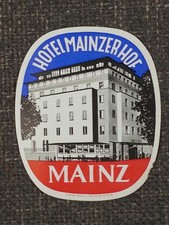 Vintage 1960s Luggage Hotel Mainzerhof Mainz Tag Label