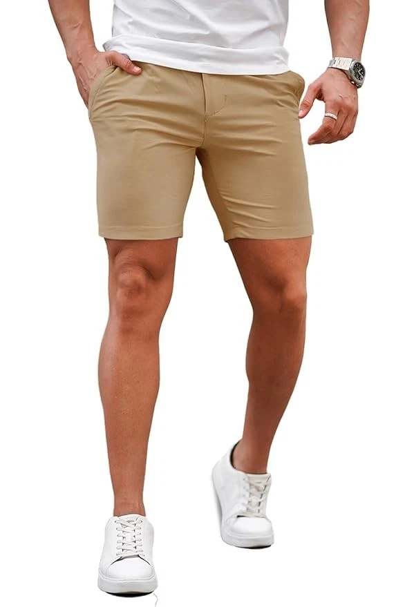 NWT Club Room Mens Beige 4-Way Stretch Flat Front 9" Inseam Chino Shorts Size 40