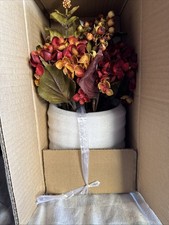 Nearly Natural Autumn Hydrangea Floral Arrangement w Round Vase 12  