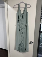 Davids Bridal Sage Bridesmaid Dress Size Sleeveless V-necl Draped Wrap Tulip
