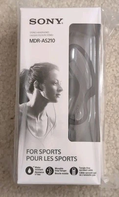 NEW Sony MDR-AS210 Stereo Headphones for Sports - Clip On Design For Active Use