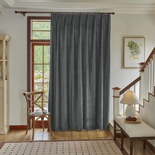 MAIHER Grey Velvet Blackout Pinch Pleated Curtains 108 Inches Long 1 Panel
