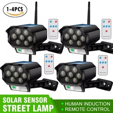 Solar Motion Sensor Light LED Security Wall Street Yard Outdoor Lamp Fake Camera