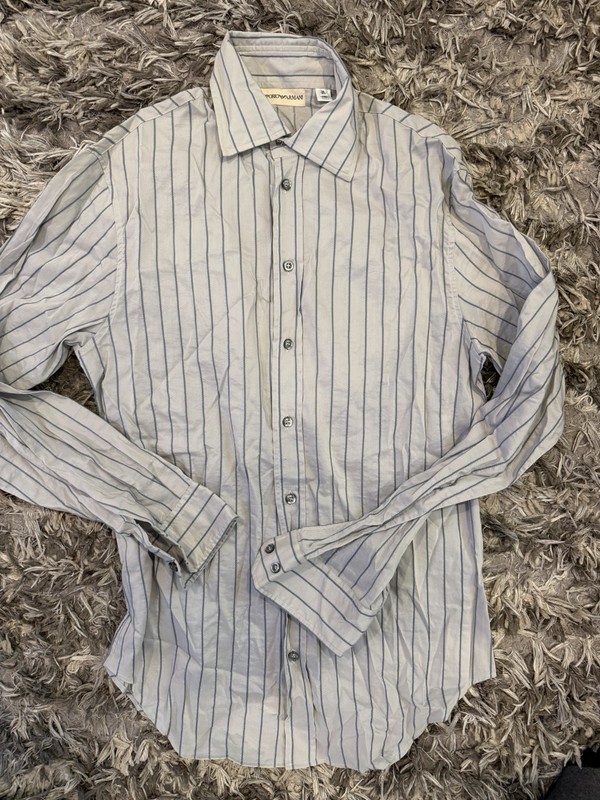 Emporio Armani Shirt Mens 15.5 39 Gray Long Sleeve Button Front