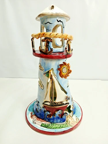 2001 Blue Sky / H.Goldminc Lighthouse Candle Holder w/base - Set Sail To Dreams