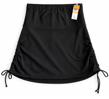 Anne Cole Black Swim Skirt Ruched Drawstring Side Tummy Control S NWT