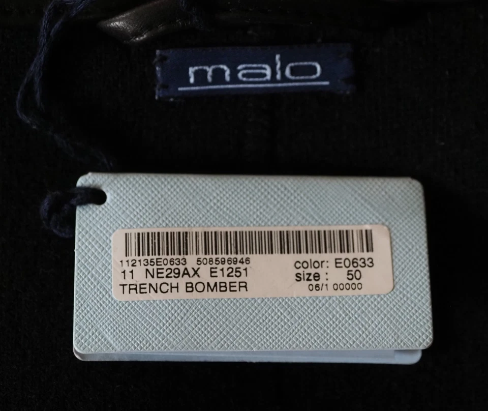 Abrigo bombardero trinchera de cuero Malo con cinturón - Talla IT 50 - US 40 / M - Hecho en Italia Foto 4 de 4