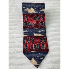 Arden Cravats Mens Silk Tie Red Blue Abstract Geometric Italian Fabric USA Made