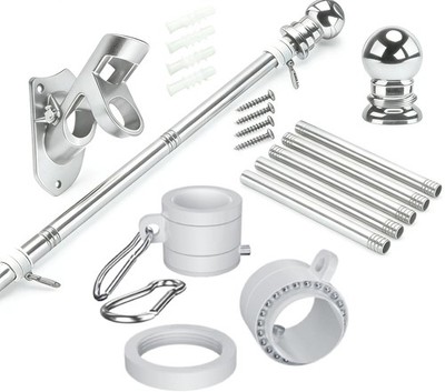 ZNNOPAX 5 FT Flag Pole Kit for Outside House, Stainless Steel Wall