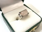 Vintage 925 Silver Mid Century Modernist Geometric Art Deco Rose Quartz Ring