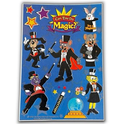 NEW! RARE 2007 CHUCK E. CHEESE STICKER SHEET!! MAGIC, STARS, CHARACTERS!!   