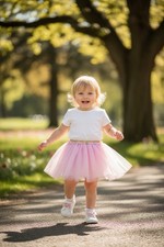Cat  Jack Toddler Girls Tulle Tutu Skirt Pink w/ Gold Elastic Waist 12M