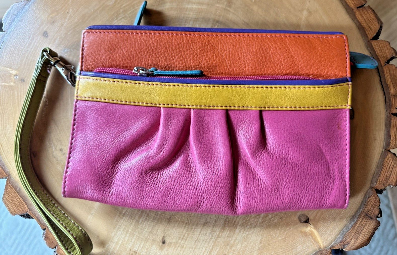 ili NY Leather Multi Colored Block Pattern Women'… - image 1