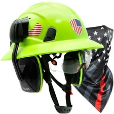 Full Brim Hard Hats Construction OSHA Approved with Visor and Ear Protection ...