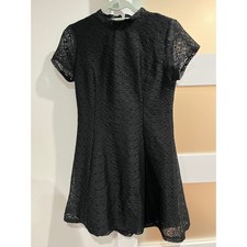 Zara Basic Collection Black Lace Mock Neck A-Line Dress Size M