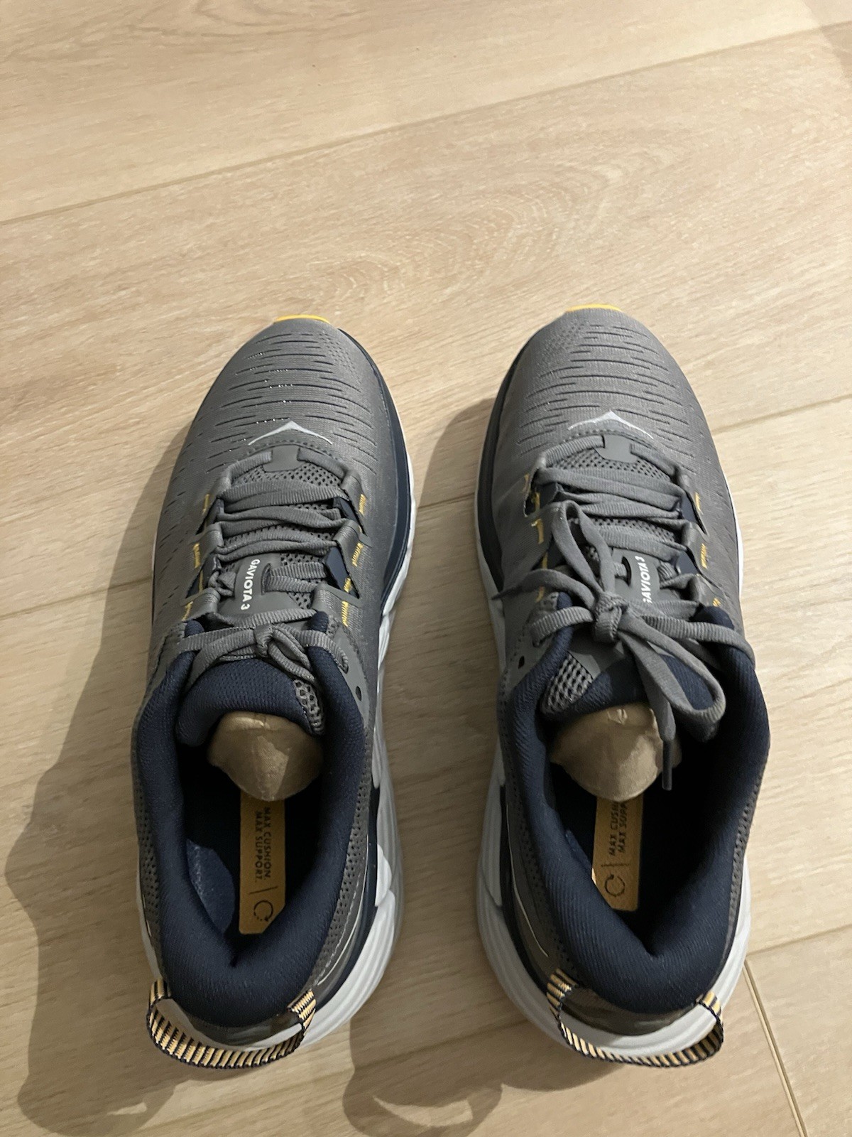 Hoka One One Gaviota 3 Wide Men's Running Shoes Gray White Yellow 2E 1113522 thumbnail 2