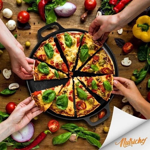 NutriChef Cast Iron Pizza Pan - Thumbnail 3