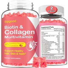 2 Pack Collagen Gummies for Women Men Hydrolyzed Collagen Peptides Types IIII...