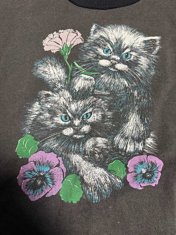 Sudadera De Colección Gato Negra Para Mujer’s L Pullover Años 80 Polar Arte Hipster Abuela Foto 2 de 4