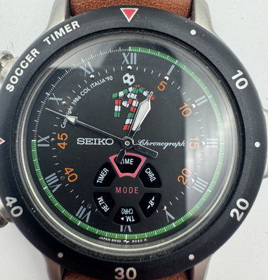 SEIKO 8M32-801B Soccer Timer Italia '90 FIGC NOS Vintage Watch