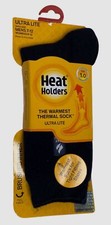 Heat Holders Men's Blue Ultra Lite Solid Thermal Socks Size 7-12