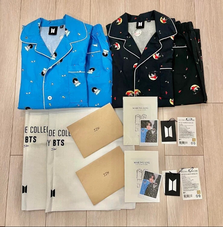 BTS COLECCIÓN HECHA POR ARTISTA Por Jin Bad Day Pijama Set Talla M Azul Negro Juego de 2