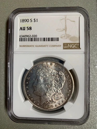 1890 S Morgan Silver Dollar AU58