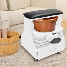 3-tier Portable Esthetician Trolley Cart, Black Salon Nail Foot Trolley Cart