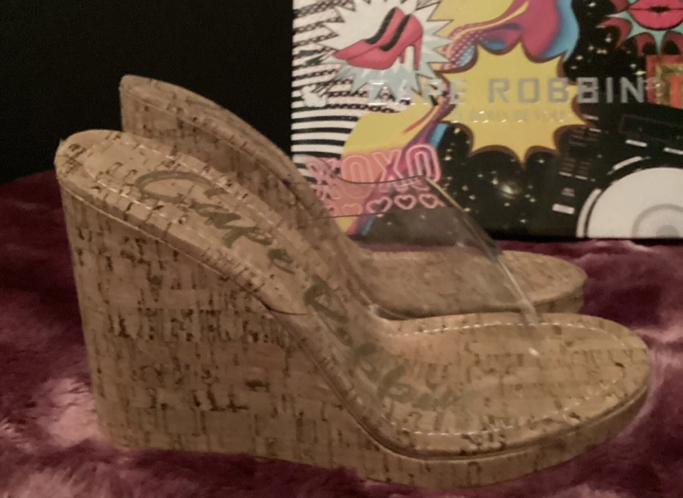 Cape Robbin прозрачный пробковый клиновидный каблук размер 9 - Изображение 3 из 4