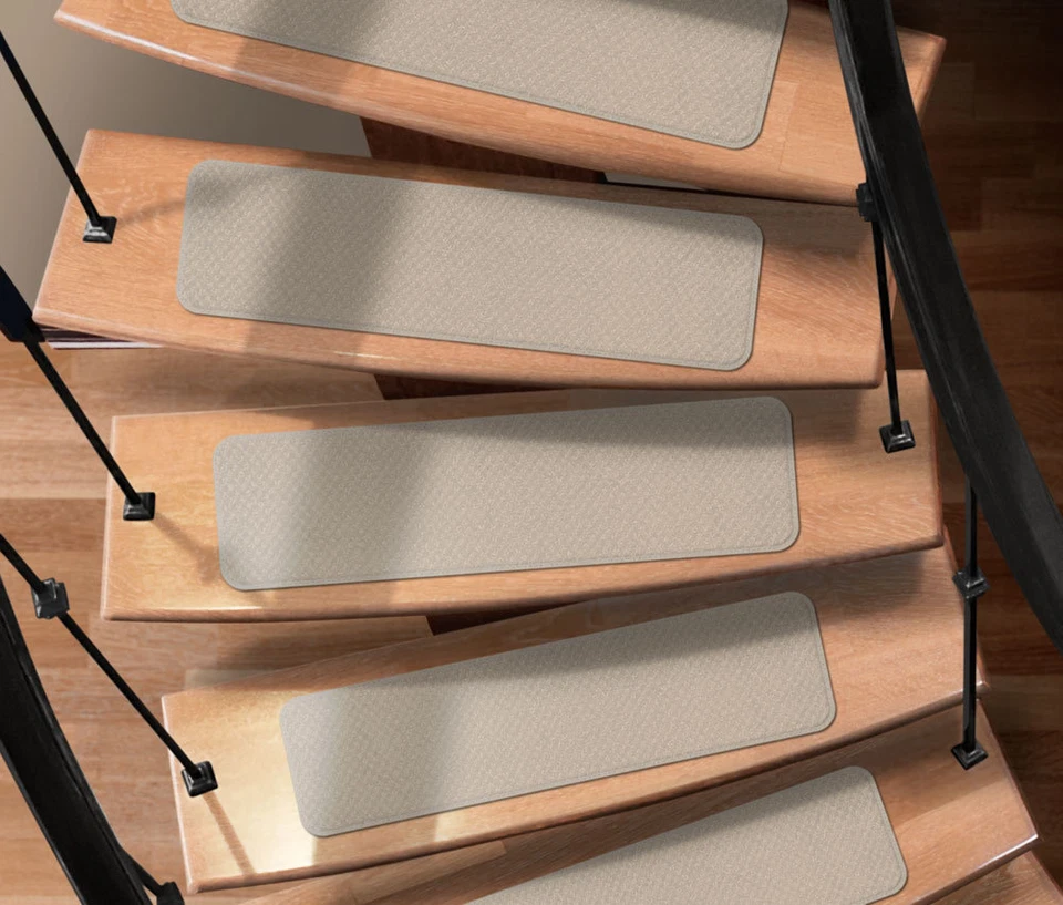 Set of 12 ATTACHABLE Carpet Stair Treads IVORY CREAM runner rugs - Image 4 of 4