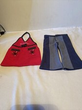 American Girl Place Child Size Apron OS Pink W/Black White Trim Jean Lot