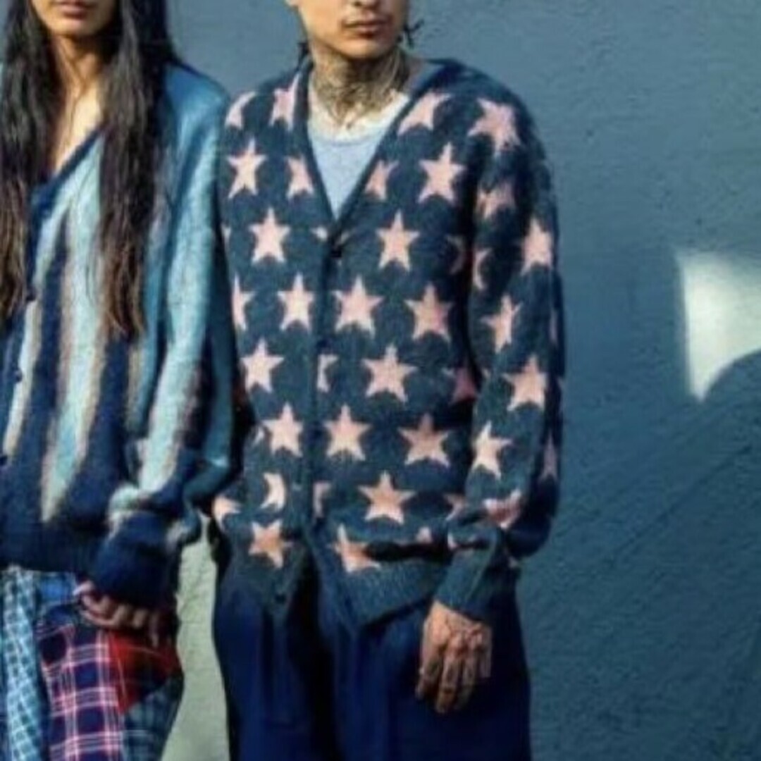 Needles 20Aw Made In Japan Mohair Cardigan - Star Hm273 S Blue 
