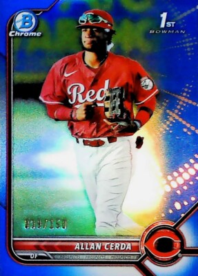 2022 BOWMAN CHROME PROSPECT REFRACTOR BLUE /150 #BCP-142 ALLAN CERDA REDS ROOKIE