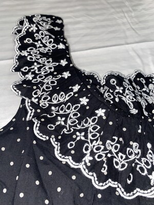 SEZANE ROSA BLOUSE MINI POLKA DOTS BLACK ECRU SIZE 34 US 2