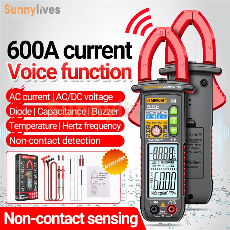 Smart Digital Clamp Meter Voice Broadcast Multimeter AC DC Volt Temp Tester