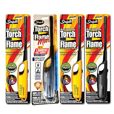 Scripto Multi-Purpose Wind-Resistant Lighter Torch Flame Random Color 4-pack