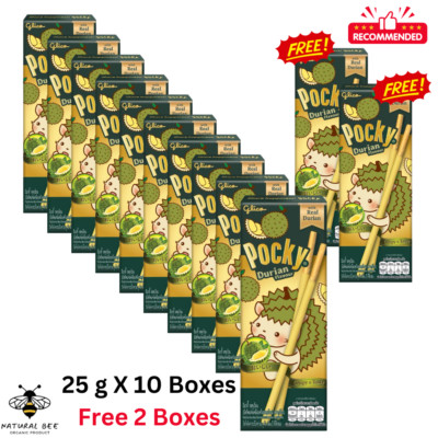 Glico Pocky DURIAN FLAVOR Biscuit Stick 25 g, 0.88 oz 10 Boxes !! Free 2 Boxes