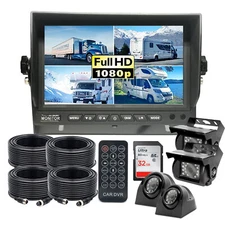 7" IPS Quad Monitor DVR Max 256GB+4x AHD 1080P Front/Side/Rear View Camera Truck