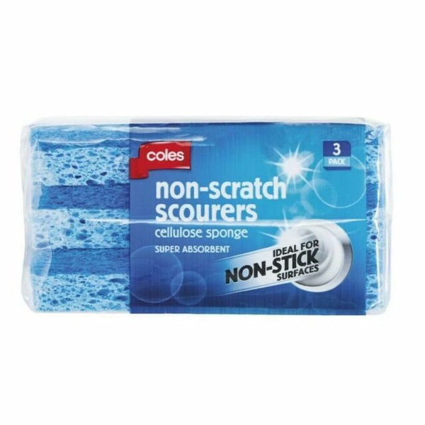 Coles Non-scratch Scourers Cellulose Sponge 3 Pack for sale online | eBay