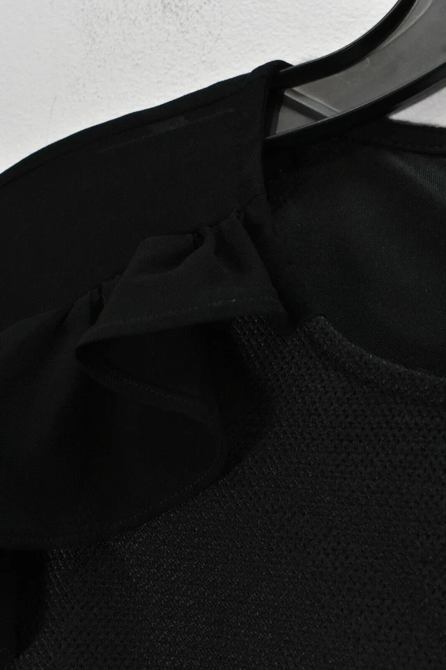 YA Los Angeles Womens Black Layered Sleeve Scoop Neck Back Zip Sheath Dress M - Изображение 3 из 4