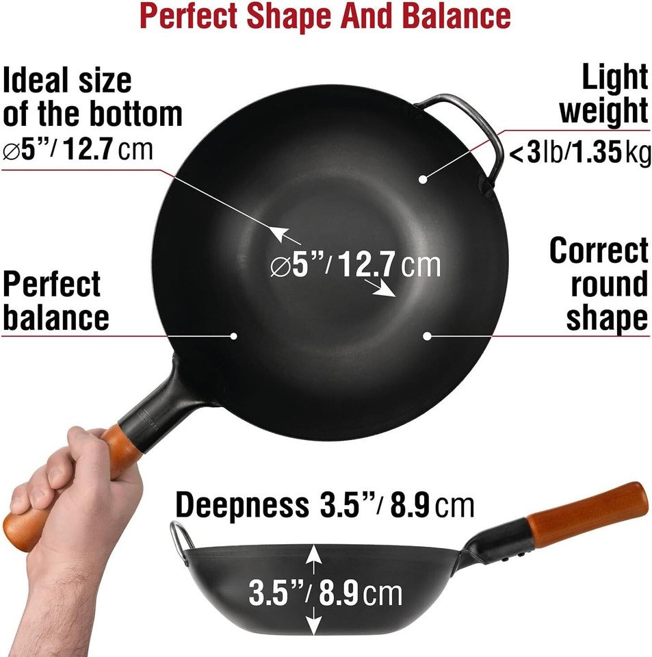 Carbon Steel Wok Pan â 11.8" Woks and Stir Fry Pans Chinese Wok Pow