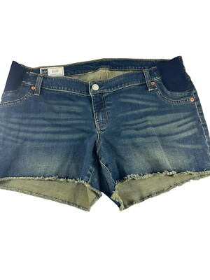 Gap Maternity Womens Size 12 Denim Shorts Side Panels Cutoffs Stretch  Frayed Hem