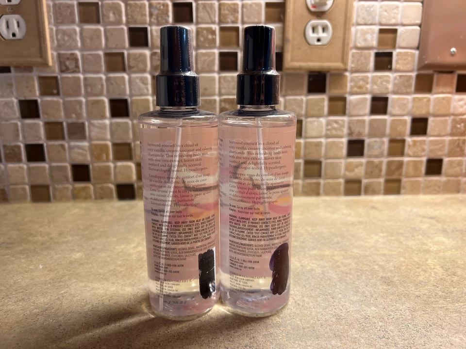 Lote de 2 vaporizadores corporales acogedores de vainilla y coco Avon Senses 8 fl oz W Foto 2 de 4