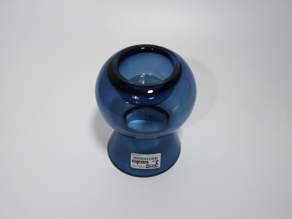 IKEA Blue Glass Stockholm 2017 Reversible TEA LIGHT HOLDER/VASE Candle