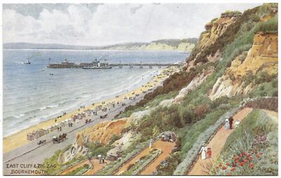 East Cliff & Zig-Zag Bournemouth von A R Quinton unbenutzt um 1919 - J Salmon 924