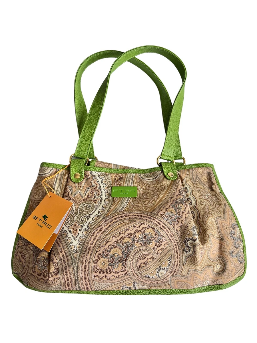 New ETRO Women’s Small Tote Bag Paisley Brown Green Made in Italy