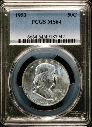 1953 Silver Franklin Half Dollar PCGS MS64,  942